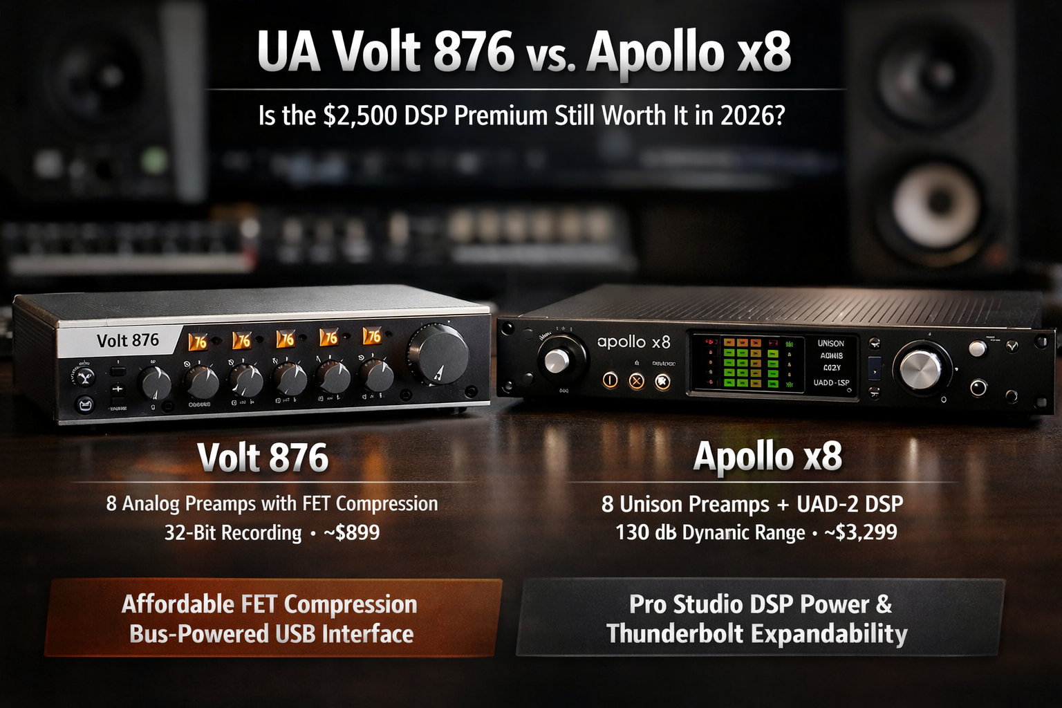 UA Volt 876 vs. Apollo x8: Is the $2,500 DSP Premium Still Worth It in 2026?