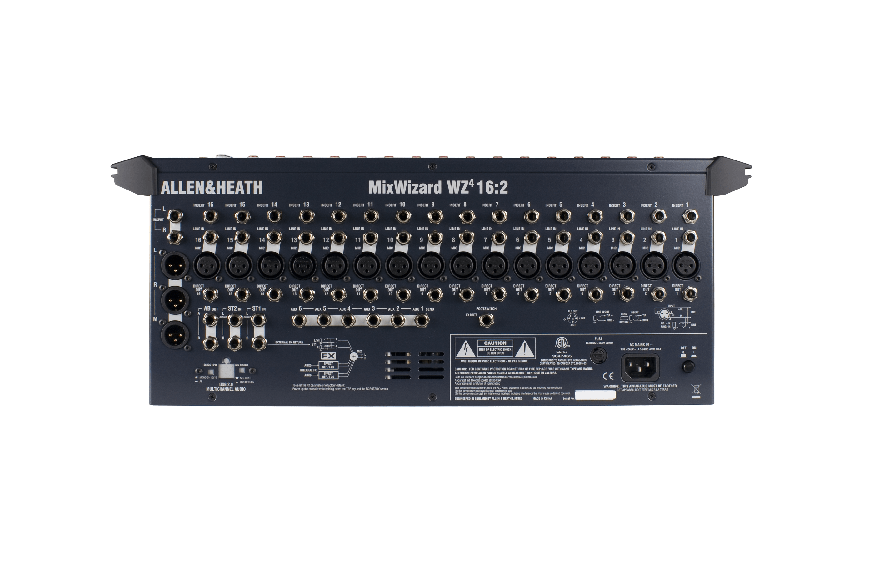 allen and heath mixwizard wx 16:2 rear view